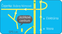 Jezírkové centrum, příjezdová mapa